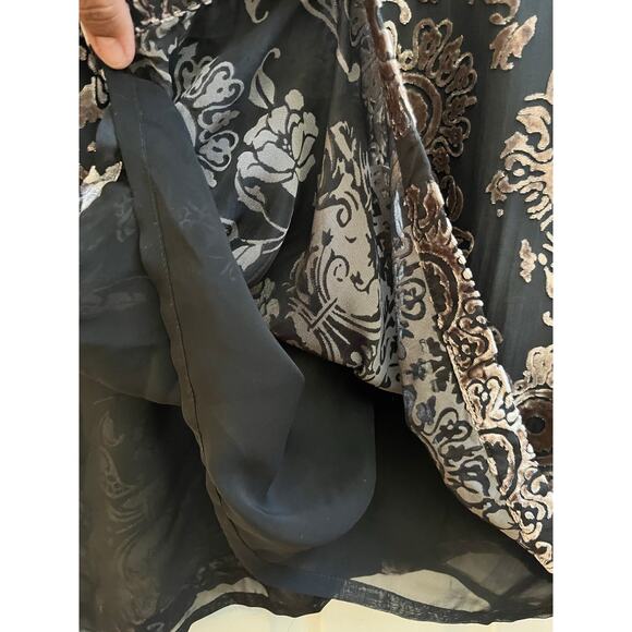 Vintage Yin Lin Silk Blend Velvet Burnout Button Front Duster Topper Medium - Picture 10 of 16